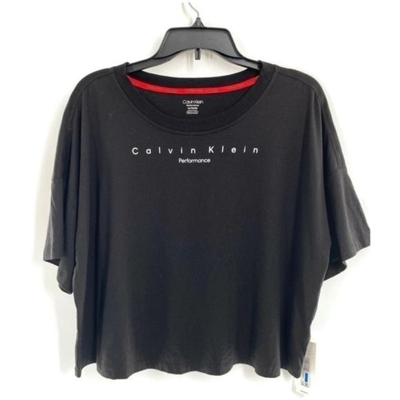 Calvin Klein Performance Logo Cropped T-Shirt-XL Black - Picture 2 of 3